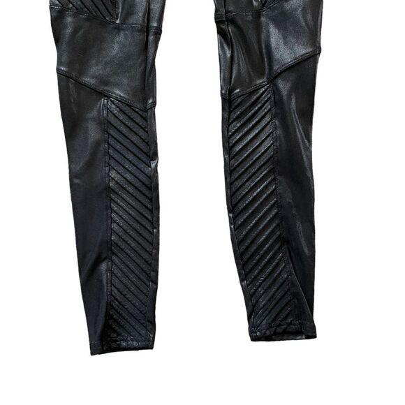 SPANX Faux Leather Moto Leggings Black Size Medium - Picture 5 of 9